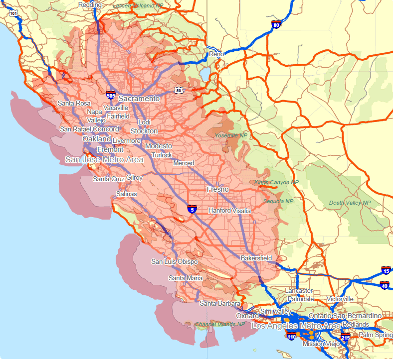 Northern California Coverage Map